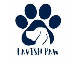 image of lavish paw logo which is a dogs paw print with a side profile dogs head in the big pad of the paw