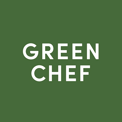 image of green chef logo, green background with plain white bold font , text says GREEN CHEF